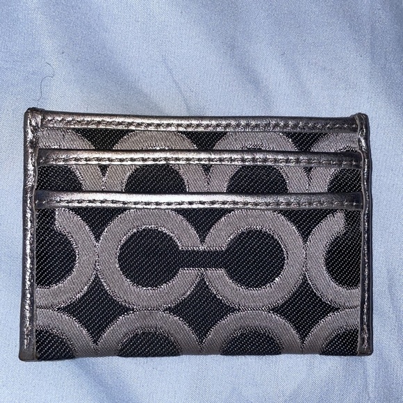 Coach Blue and Silver grey gray card holder 4 slots total - Picture 2 of 3